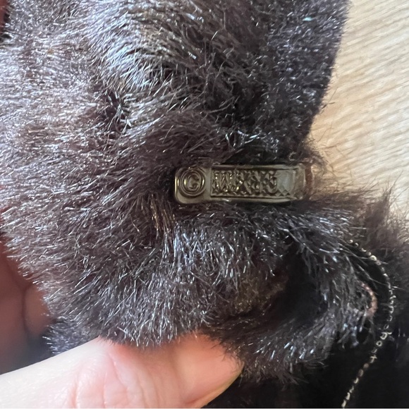 Vintage Fashion Elements Suede Coat faux Fur Collar Brown Small penny lane 70s - Picture 9 of 10